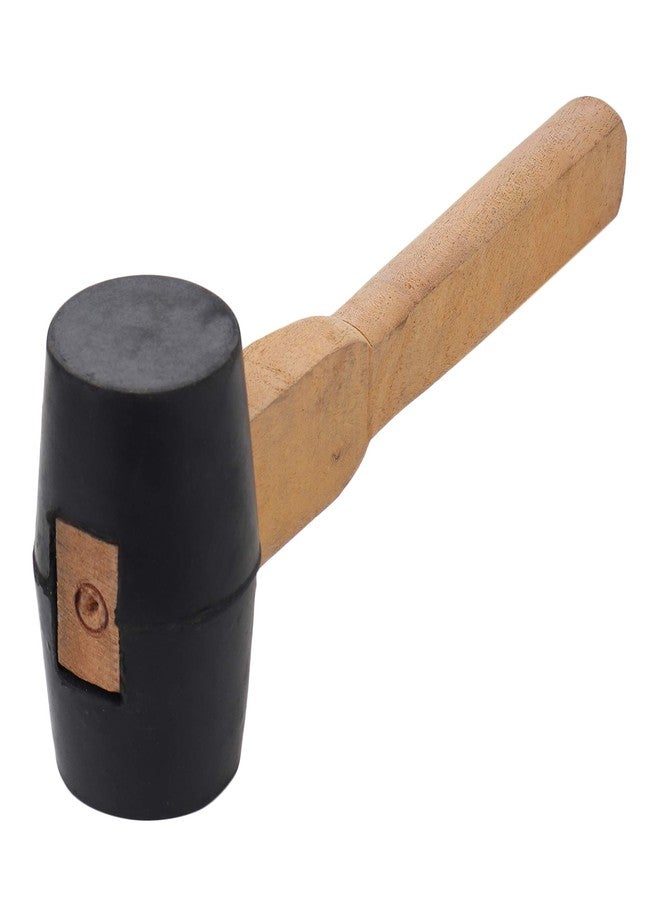 LOVELY® 2 Inch Diameter Rubber Mallet Hammer With Wooden Handle For Soft Impact And No Damage - Image 1